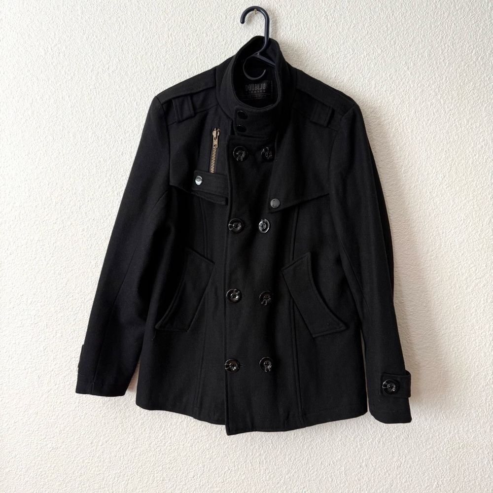 Doublju Wool blend pea coat/Jacket, Sz. XS, Black